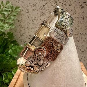 Tri color metal inspirational bracelet